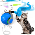 Cat Toy Ball - Speedy Cat Toys for Indoor Cats with Feather Tails for Chasing, Moving Stimulation Smart Cat Toy for Enrichment, Motion Activated Automatic Rolling Toys to Keep Them Busy