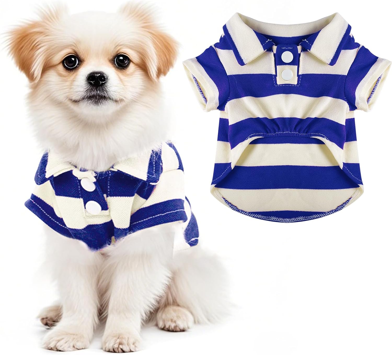 Dog Shirt Polo Shirt Striped Collar Puppy Clothes Summer Button Up Pet Clothes for Small Medium Dogs Cats for Boy Girl Pets (Green, Medium)