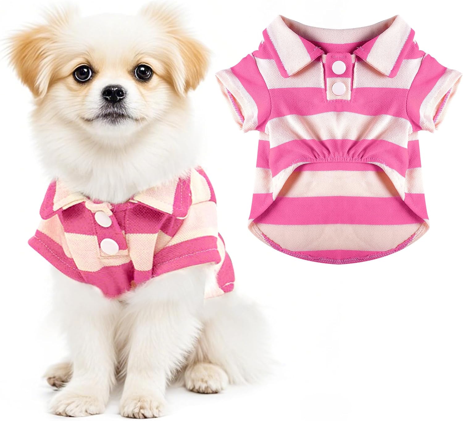 Dog Shirt Polo Shirt Striped Collar Puppy Clothes Summer Button Up Pet Clothes for Small Medium Dogs Cats for Boy Girl Pets (Green, Medium)